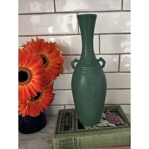 Shigaraki Ware Vase Flower Base Green Ceramic Traditional Pot Elegant Ear Handle